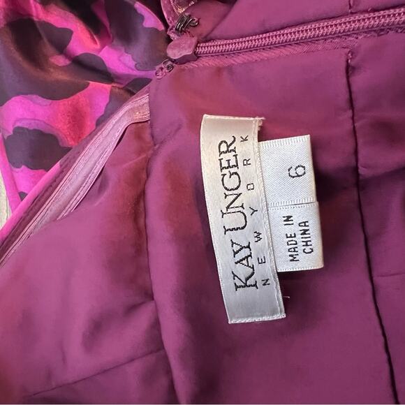 Kay Unger silk pink leopard print ruched dress sz 6 - Picture 3 of 6